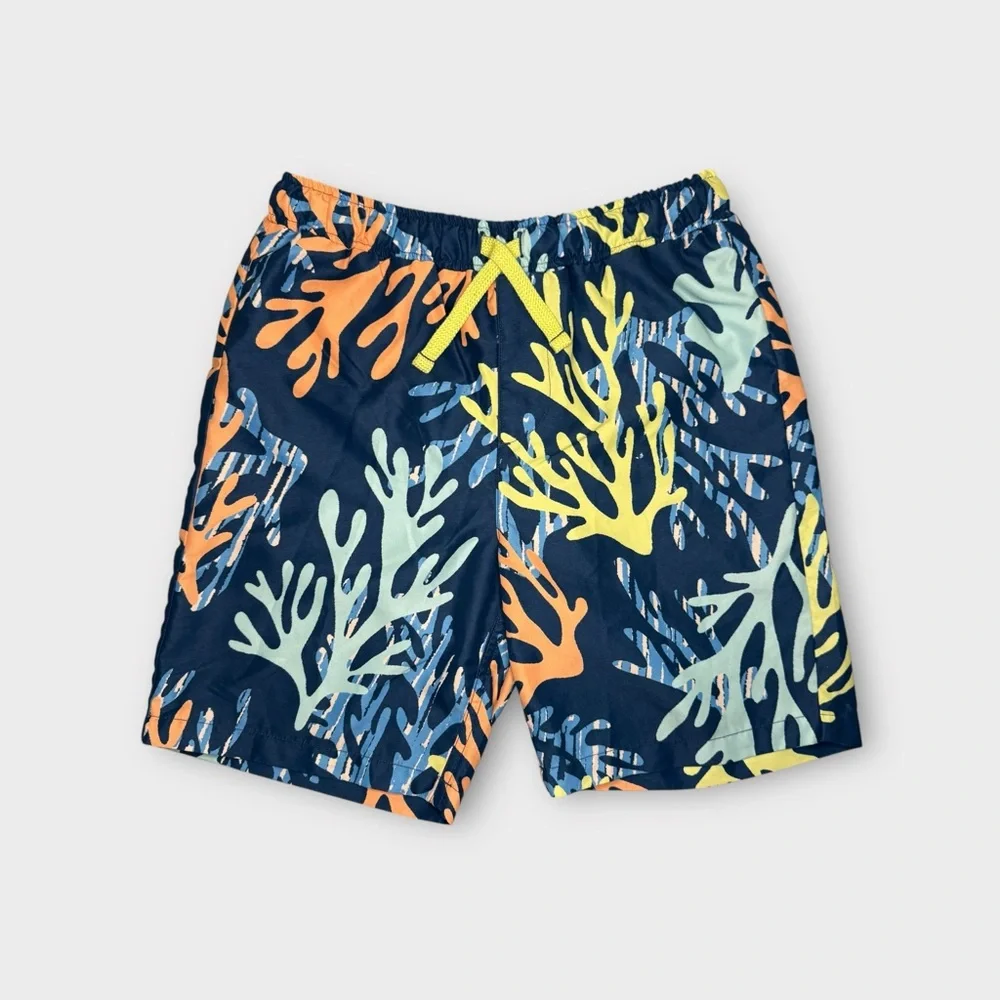 Treasure & Bond Coral Pattern Blue Swim Trunks